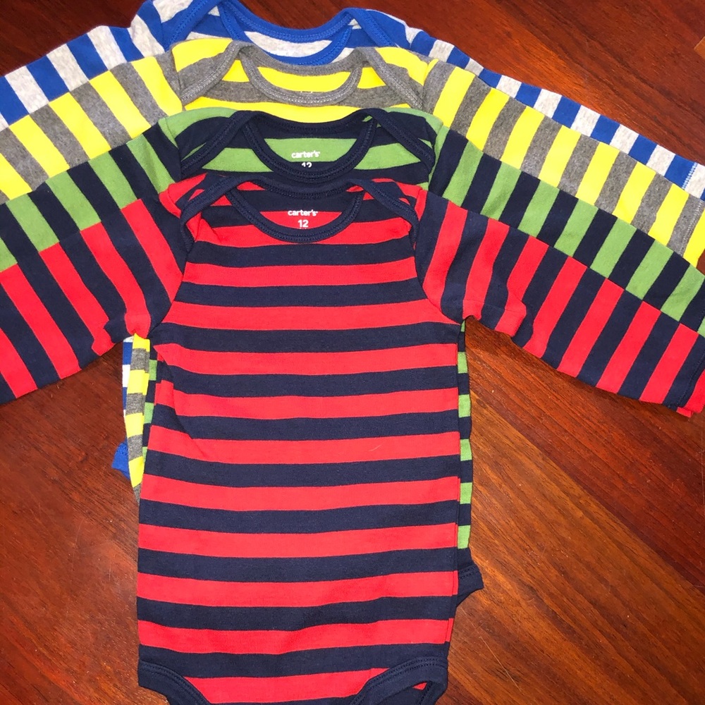 Carters Set of 4 nwot long sleeve striped onesies